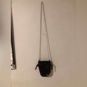 Shiny black cross body bag